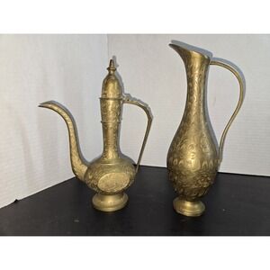 Vintage Etched Pitcher Set Made In India
